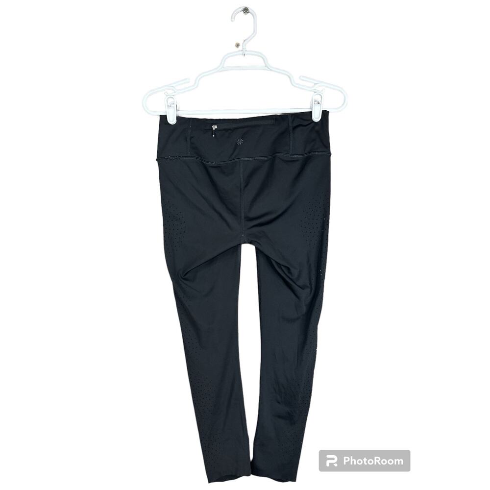 Athleta Black Keyhole Detail Hidden Zipper Pocket Crop Capri Leggings Size XS